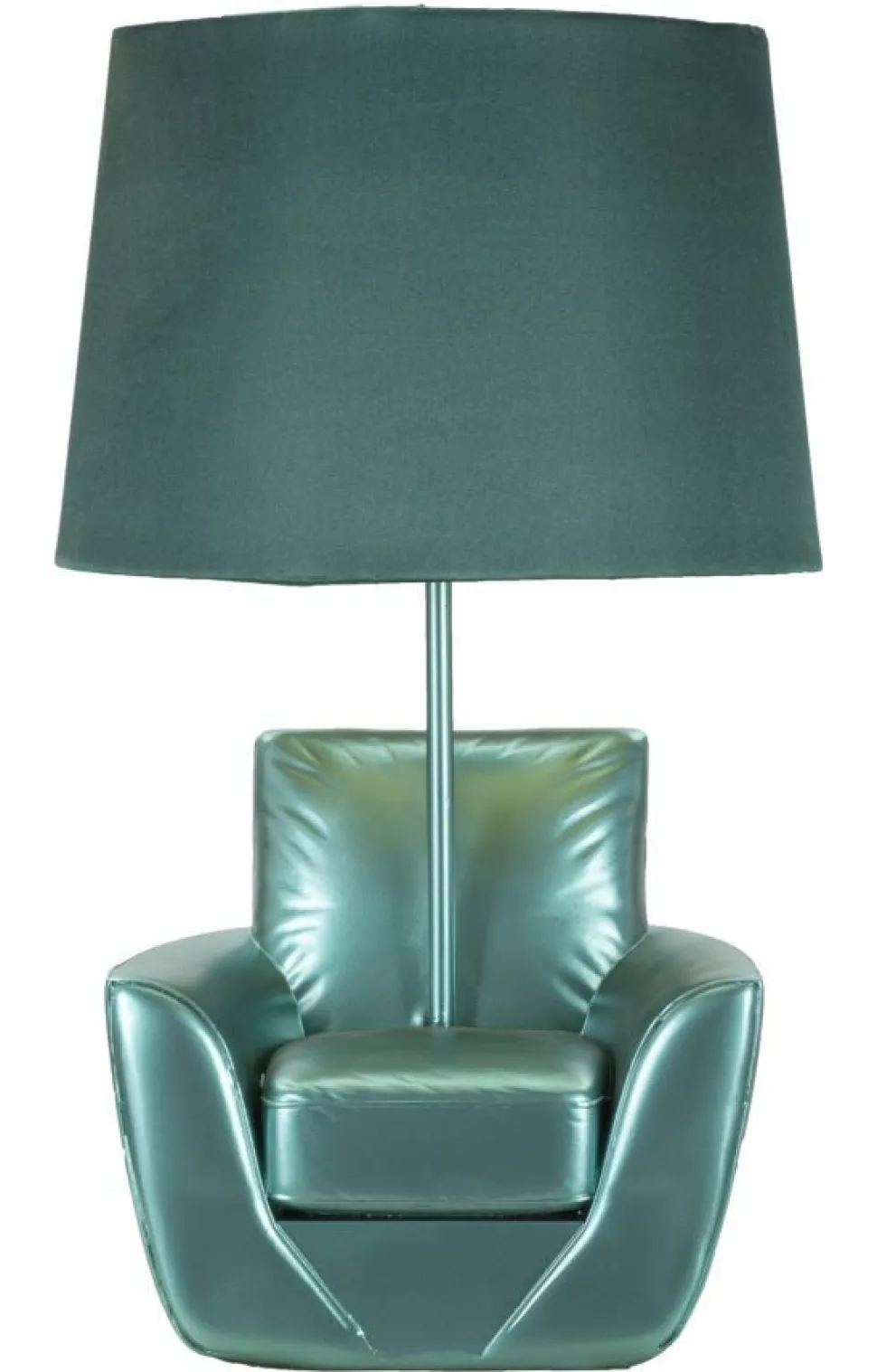 Lampe de table en polyrésine turquoise abat-jour tissu turquoise