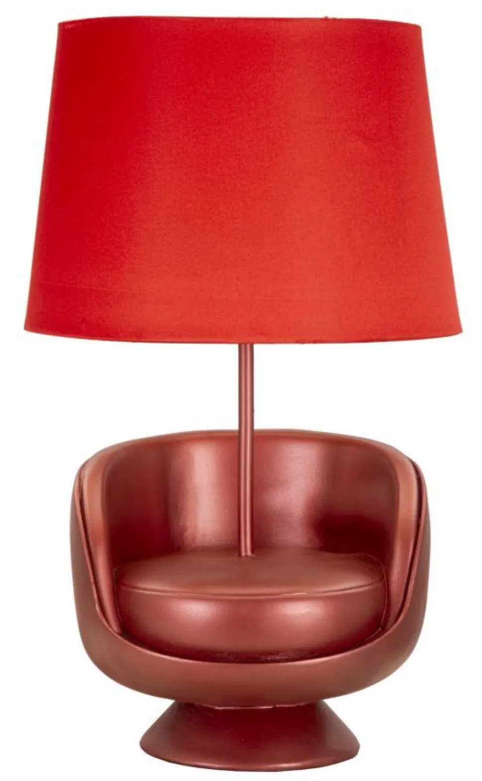 Lampe de table en résine rouge abat-jour tissu rouge