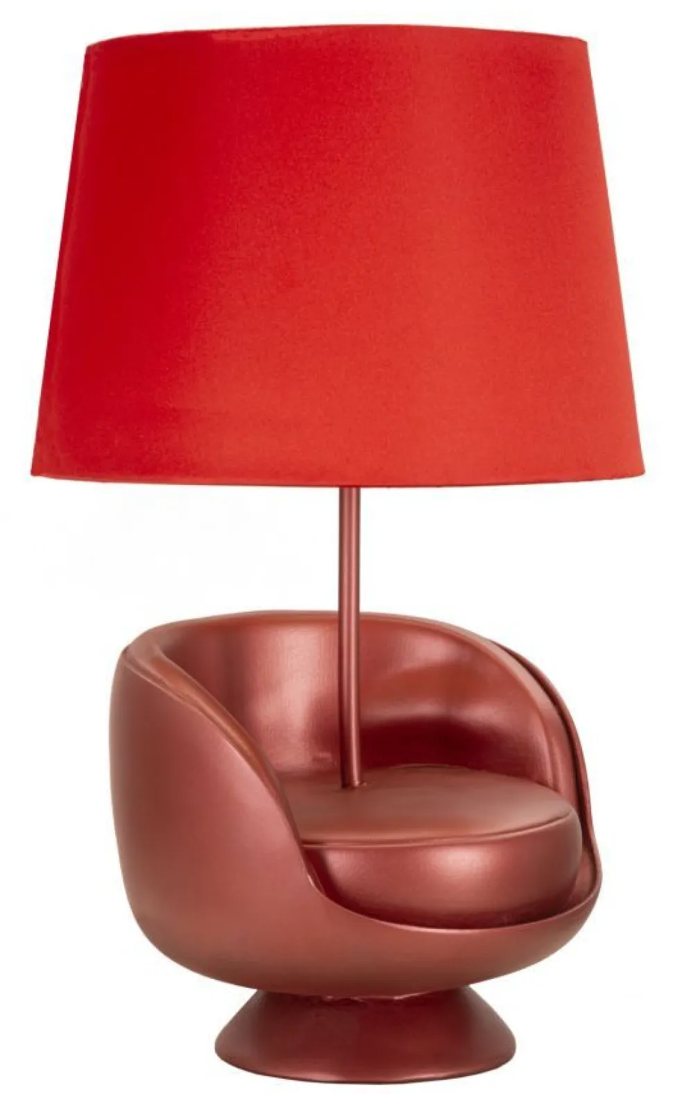 Lampe de table en résine rouge abat-jour tissu rouge