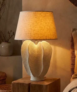 Lampe de table Ester Résine Ivoire Abat-jour Tissu Brut