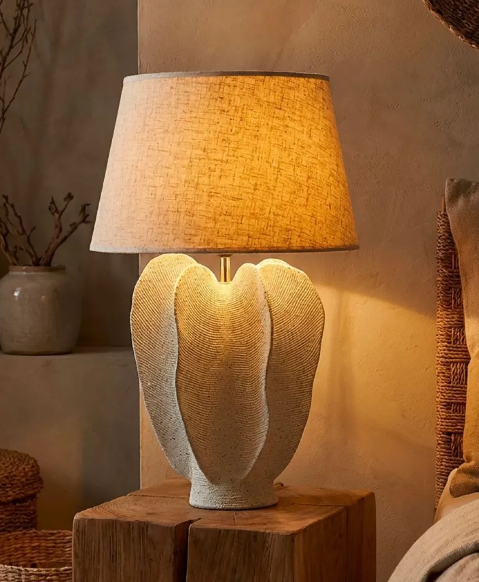 Lampe de table Ester Résine Ivoire Abat-jour Tissu Brut