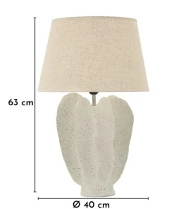Lampe de table Ester Résine Ivoire Abat-jour Tissu Brut