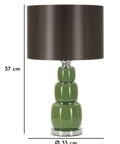 Lampe de table Eva Verre Vert abat-jour Velours Noir