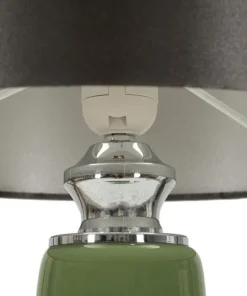 Lampe de table Eva Verre Vert abat-jour Velours Noir