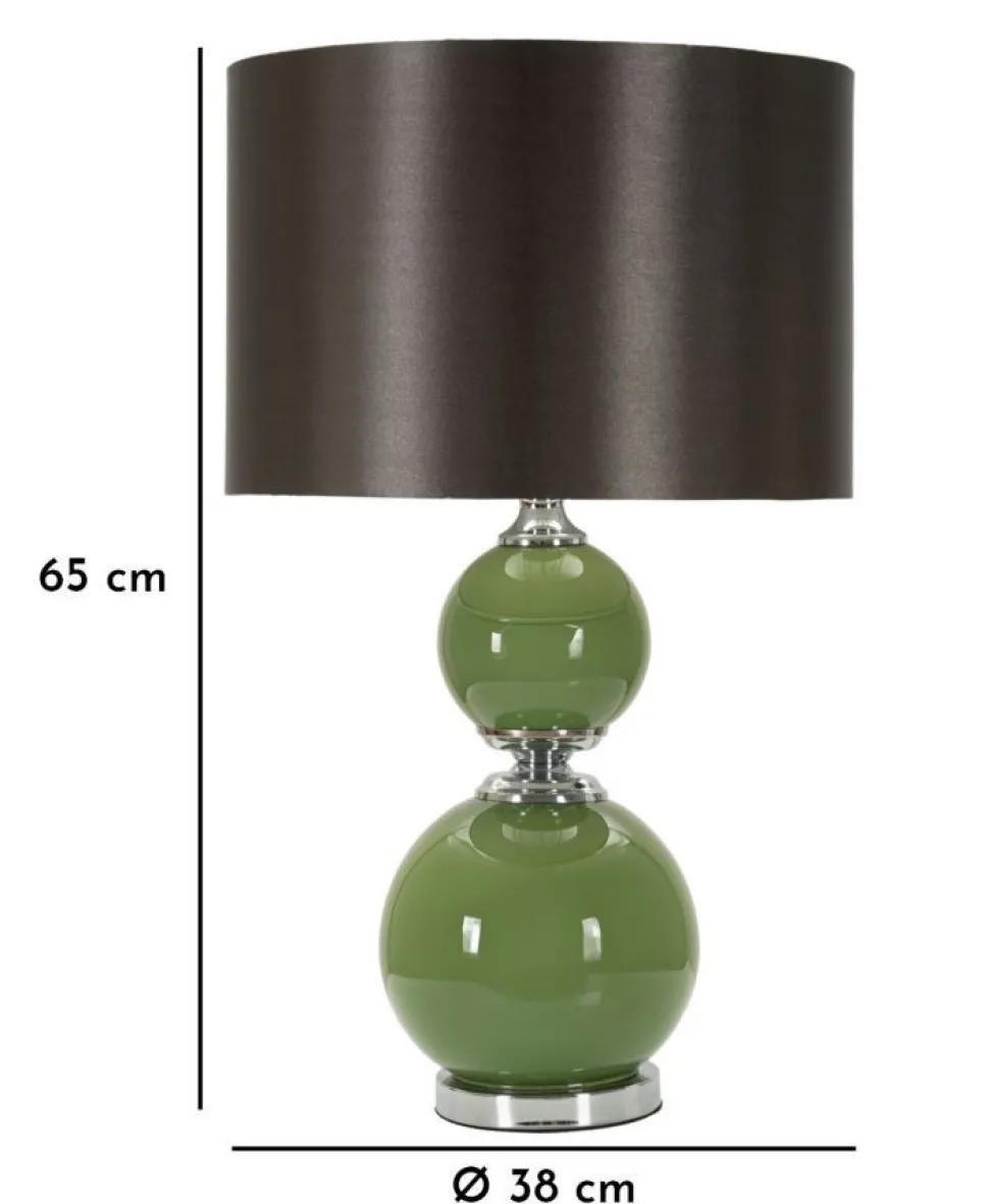 Lampe de table Eva Verre Vert abat-jour Velours Noir