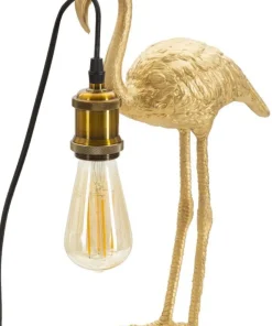 Lampe de table Flamant Rose résine dorée