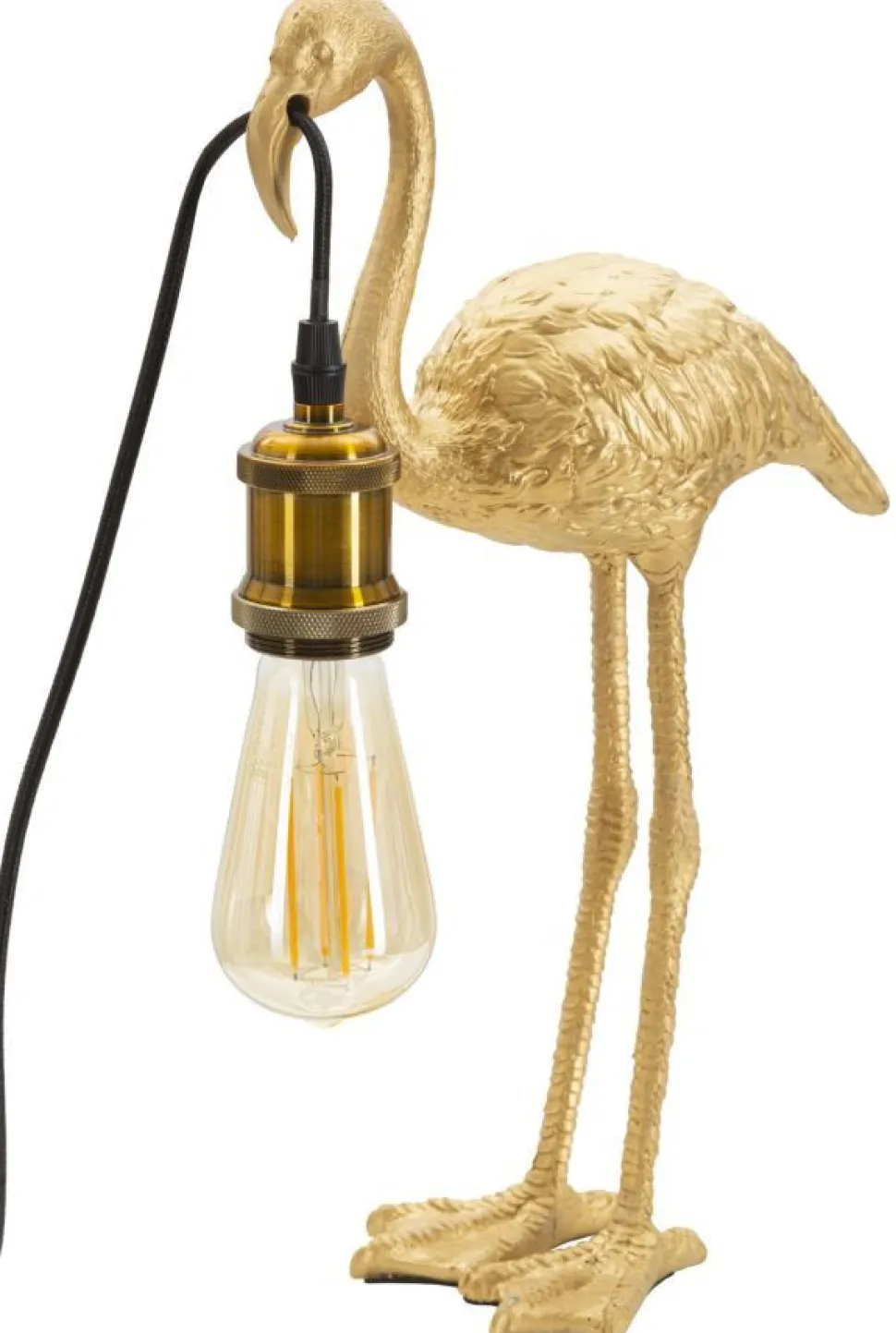 Lampe de table Flamant Rose résine dorée