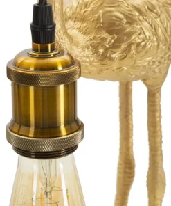 Lampe de table Flamant Rose résine dorée