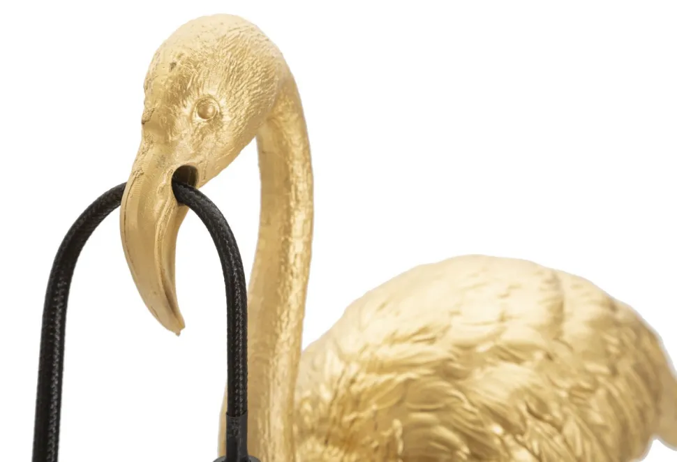 Lampe de table Flamant Rose résine dorée