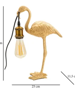 Lampe de table Flamant Rose résine dorée