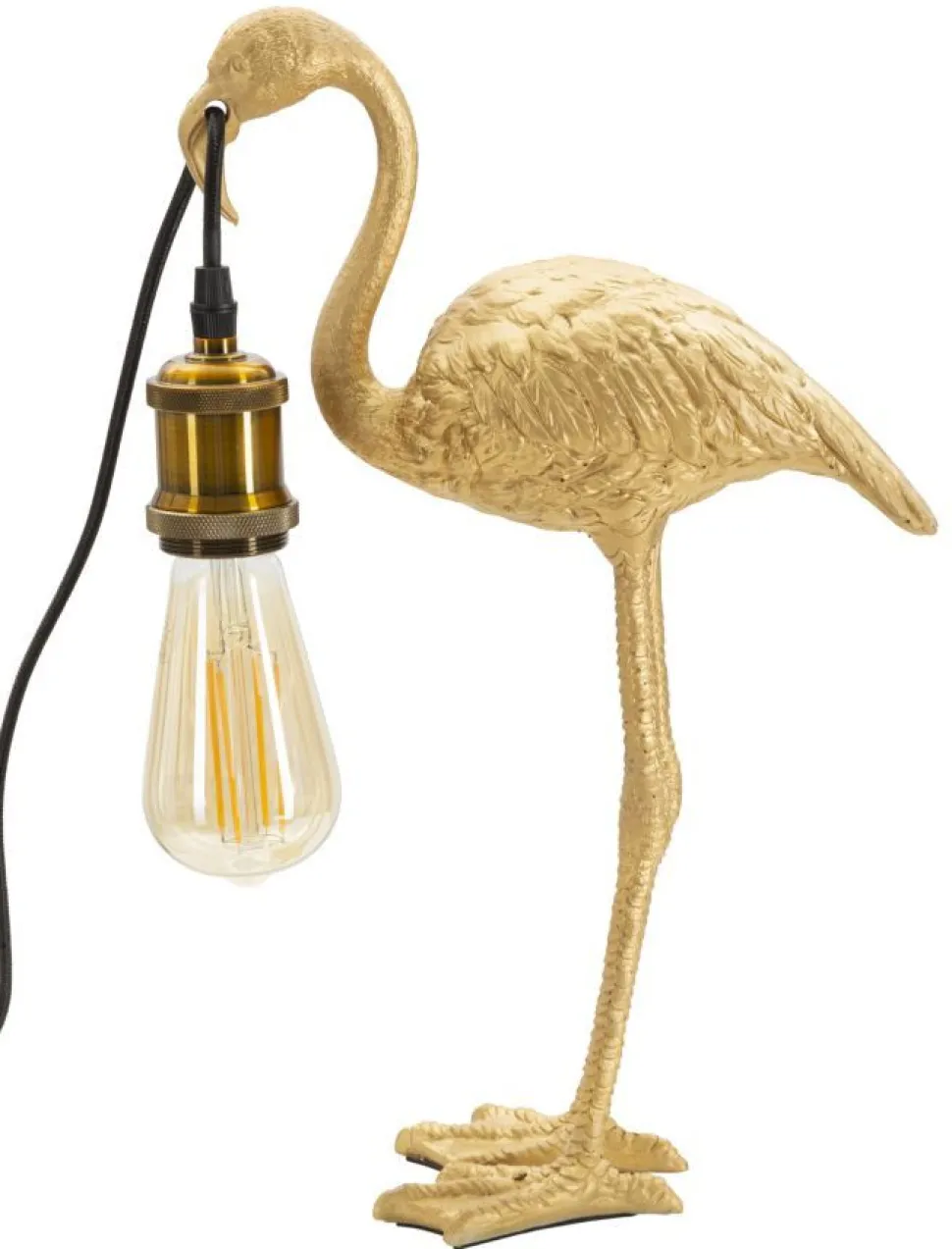 Lampe de table Flamant Rose résine dorée
