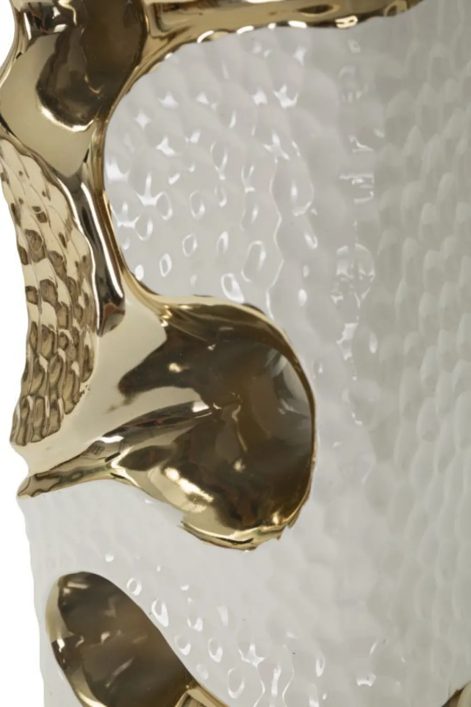 Lampe de table Florida Céramique Blanche accents Dorés abat-jour Tissu Blanc
