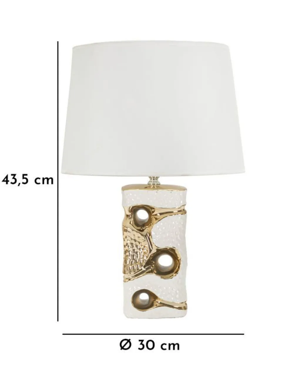 Lampe de table Florida Céramique Blanche accents Dorés abat-jour Tissu Blanc