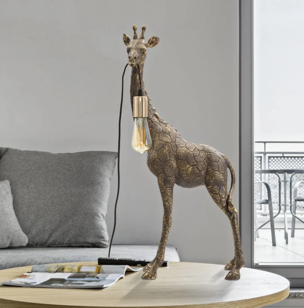 Lampe de table Girafe Résine Dorée