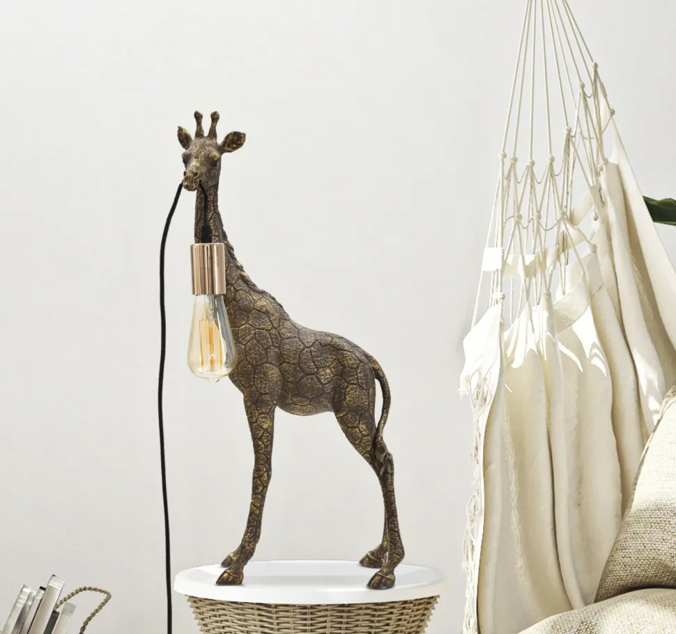 Lampe de table Girafe résine dorée