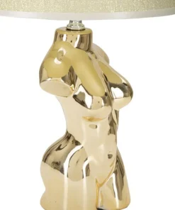 Lampe de table Glam Woman céramique dorée abat-jour tissu beige