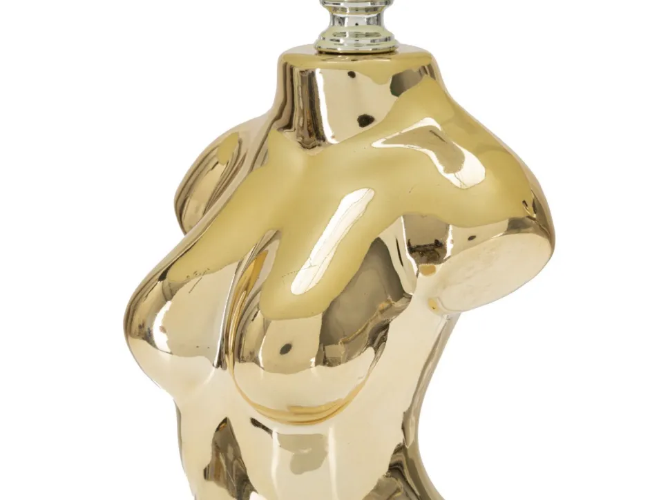 Lampe de table Glam Woman céramique dorée abat-jour tissu beige