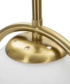 Lampe de table Glamy Métal Doré Abat-jour Verre Blanc