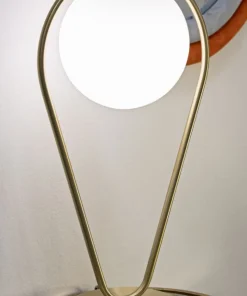 Lampe de table Glamy métal doré et verre blanc
