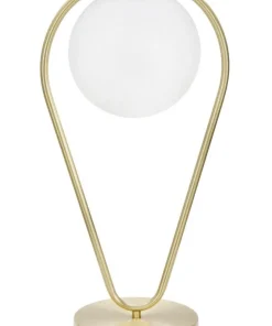 Lampe de table Glamy métal doré et verre blanc