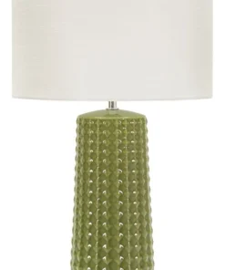 Lampe de table Gliss Céramique Vert Olive abat-jour clair