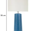 Lampe de table Gliss céramique bleue abat-jour tissu blanc