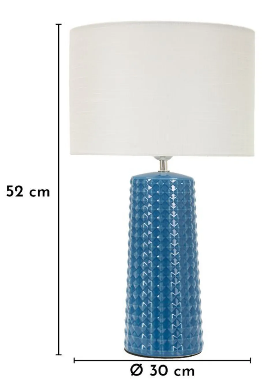 Lampe de table Gliss céramique bleue abat-jour tissu blanc