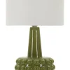 Lampe de table Gress céramique verte abat-jour neutre