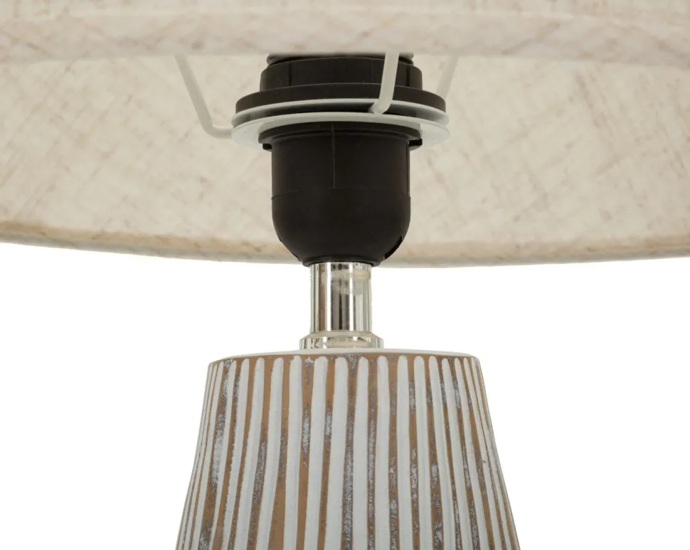 Lampe de table Hanoï Résine et Abat-jour en Lin Naturel