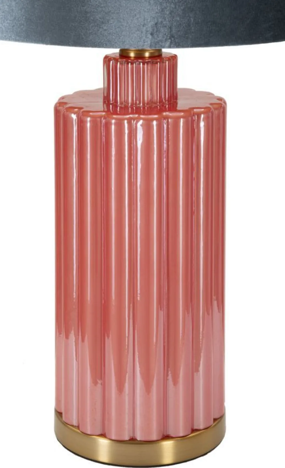 Lampe de table Hélène Verre Rouge abat-jour Velours Bleu