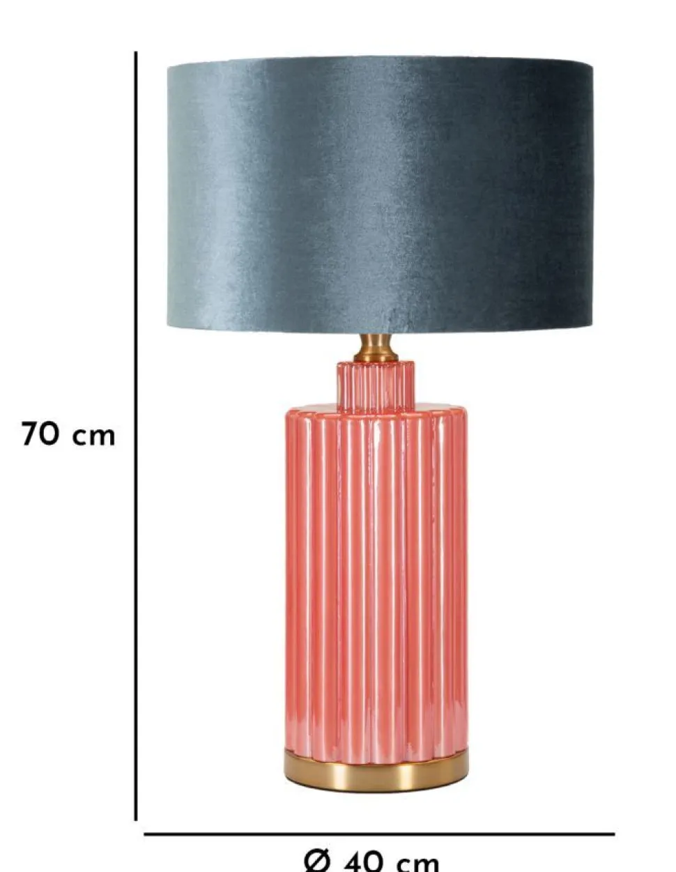 Lampe de table Hélène Verre Rouge abat-jour Velours Bleu