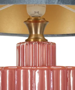 Lampe de table Hélène Verre Rouge abat-jour Velours Bleu