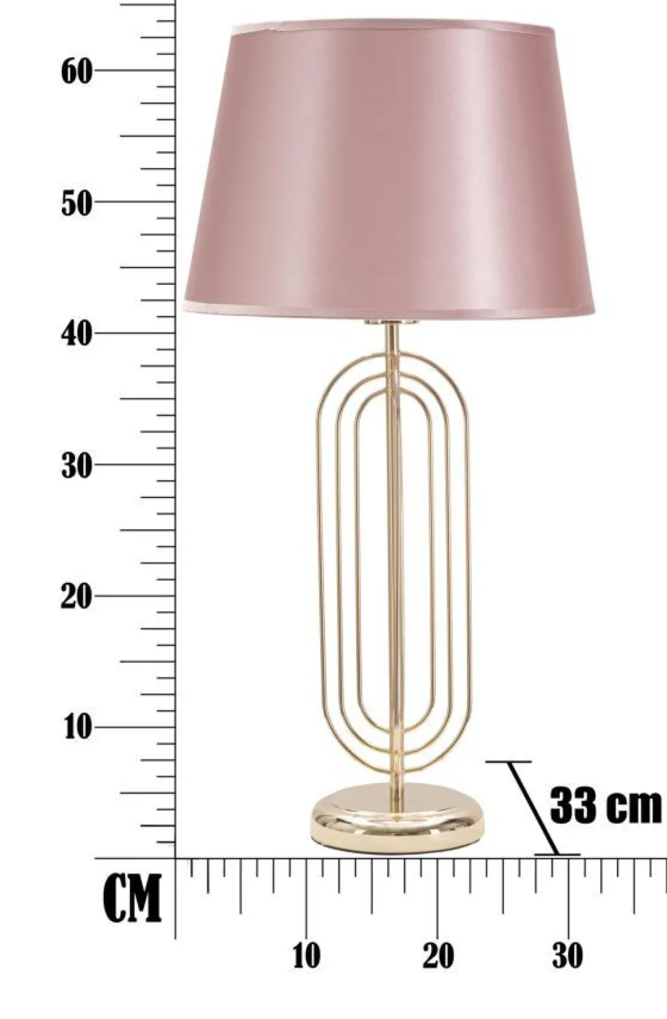 Lampe de table Krista Métal Doré abat-jour Tissu Rose