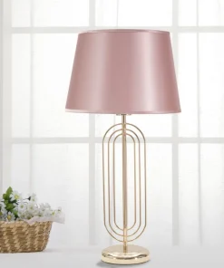 Lampe de table Krista Métal Doré abat-jour Tissu Rose