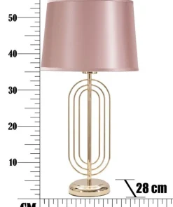 Lampe de table Krista Métal Doré abat-jour Tissu Rose