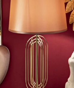 Lampe de table Krista Métal Doré abat-jour Tissu Rose