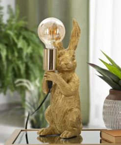 Lampe de table lapin doré
