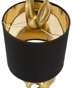 Lampe de table Lapin doré abat-jour tissu Noir