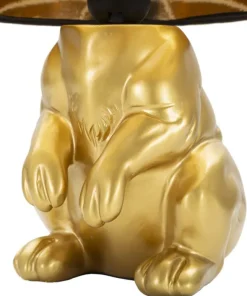 Lampe de table Lapin doré abat-jour tissu Noir