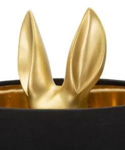 Lampe de table Lapin doré abat-jour tissu Noir