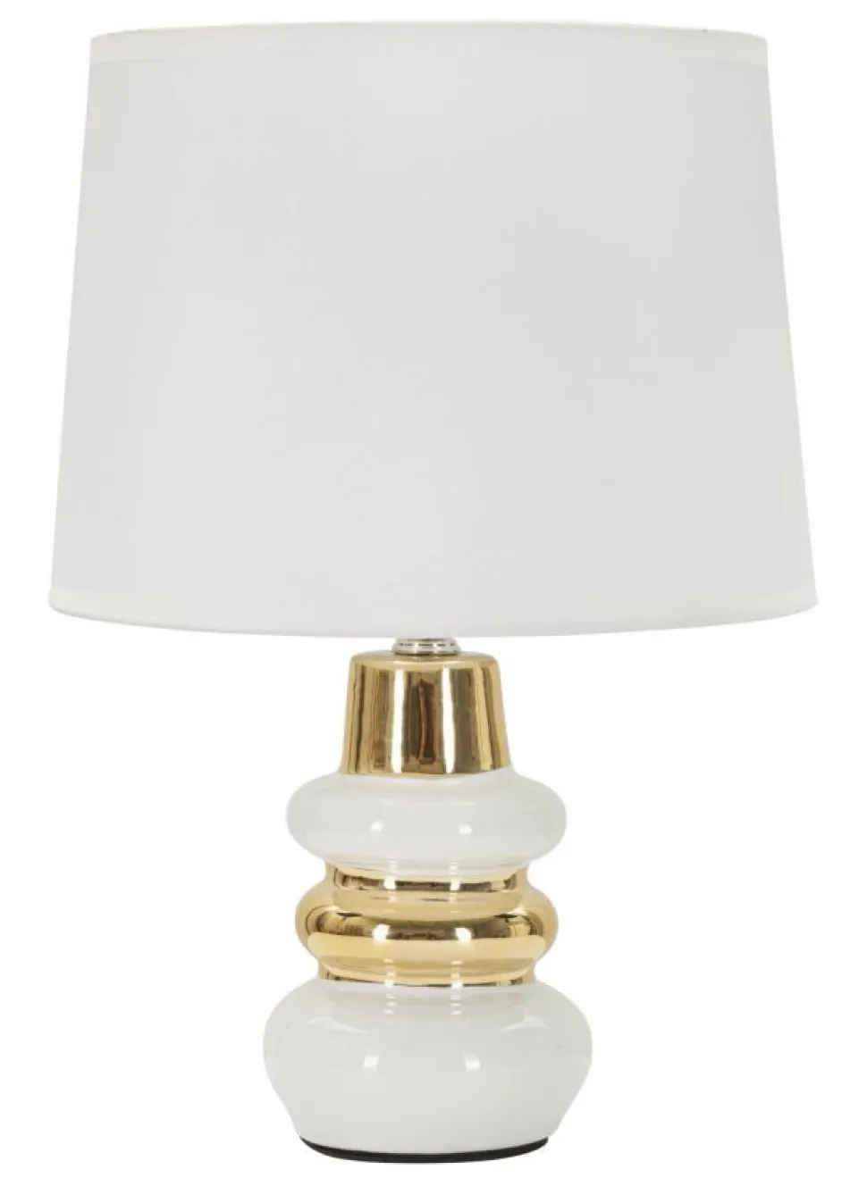 Lampe de table Liara Céramique Blanche et Dorée abat-jour en Tissu Blanc