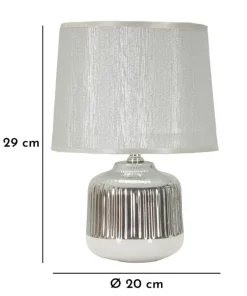 Lampe de table Lucina Céramique Blanche et Tissu Argenté