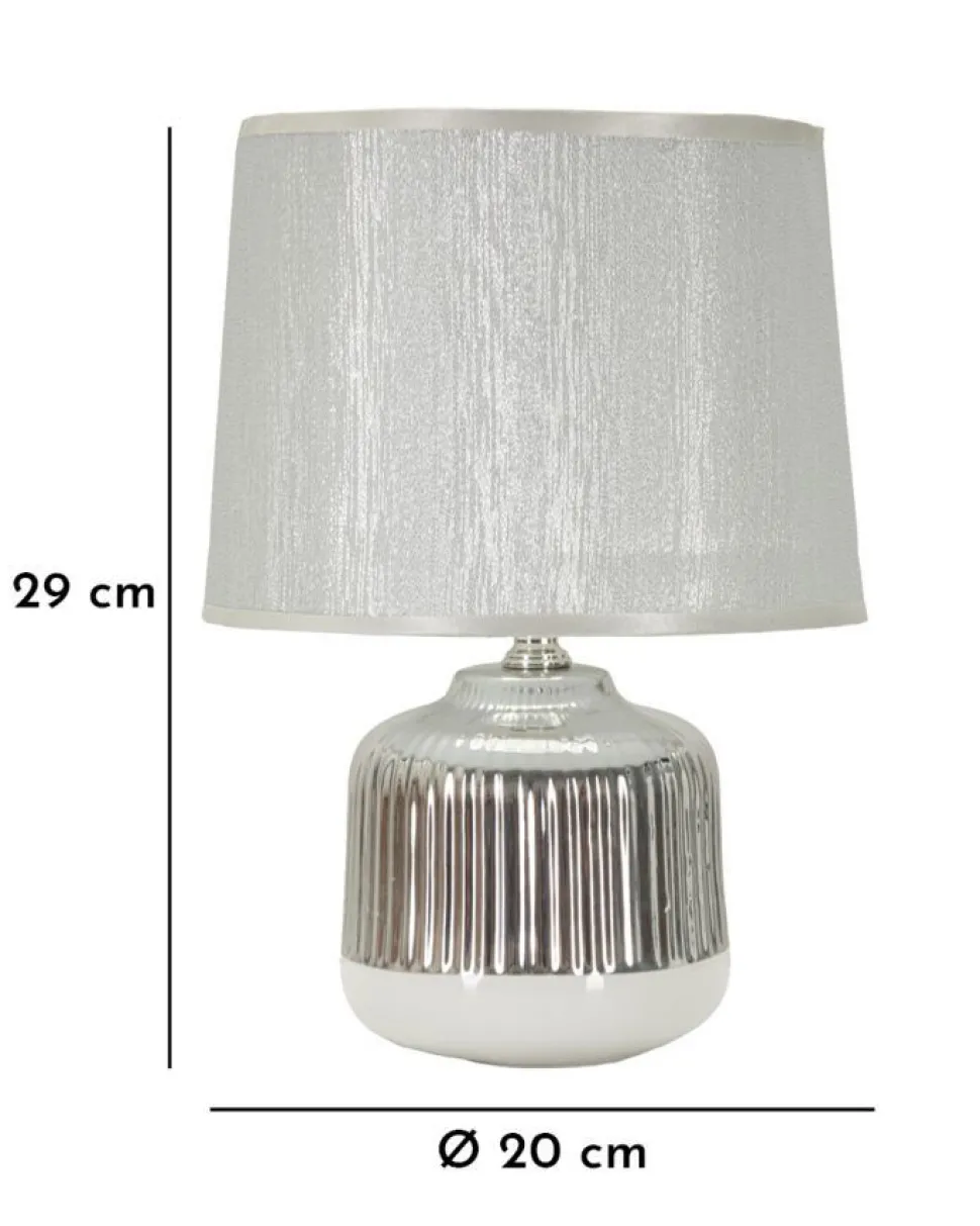 Lampe de table Lucina Céramique Blanche et Tissu Argenté