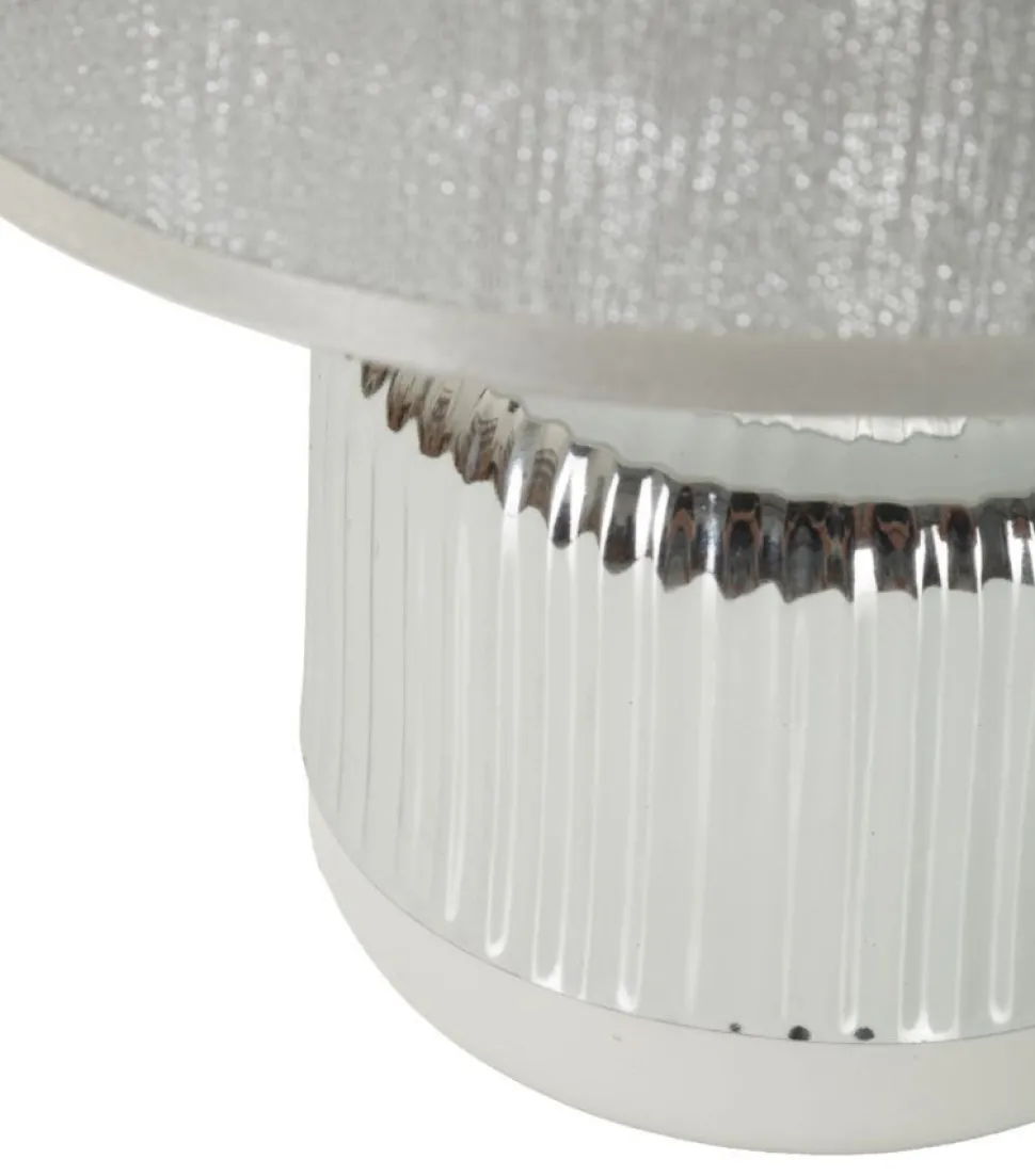 Lampe de table Lucina Céramique Blanche et Tissu Argenté