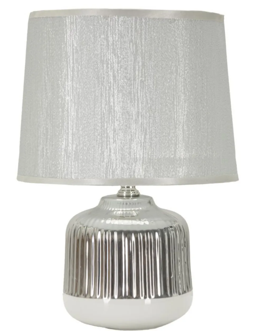 Lampe de table Lucina Céramique Blanche et Tissu Argenté