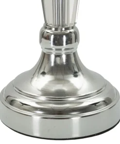 Lampe de table métal argenté abat-jour tissu gris