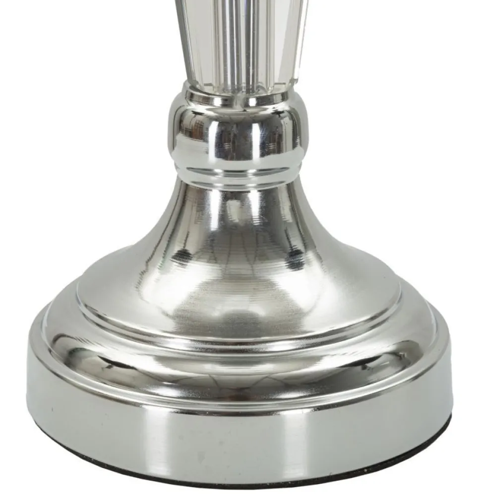 Lampe de table métal argenté abat-jour tissu gris