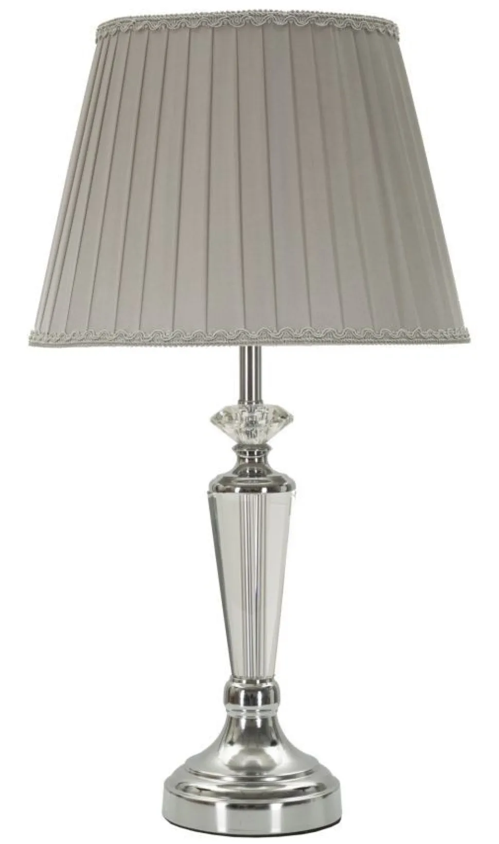 Lampe de table métal argenté abat-jour tissu gris