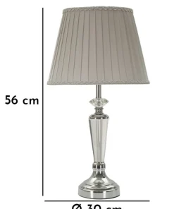 Lampe de table métal argenté abat-jour tissu gris