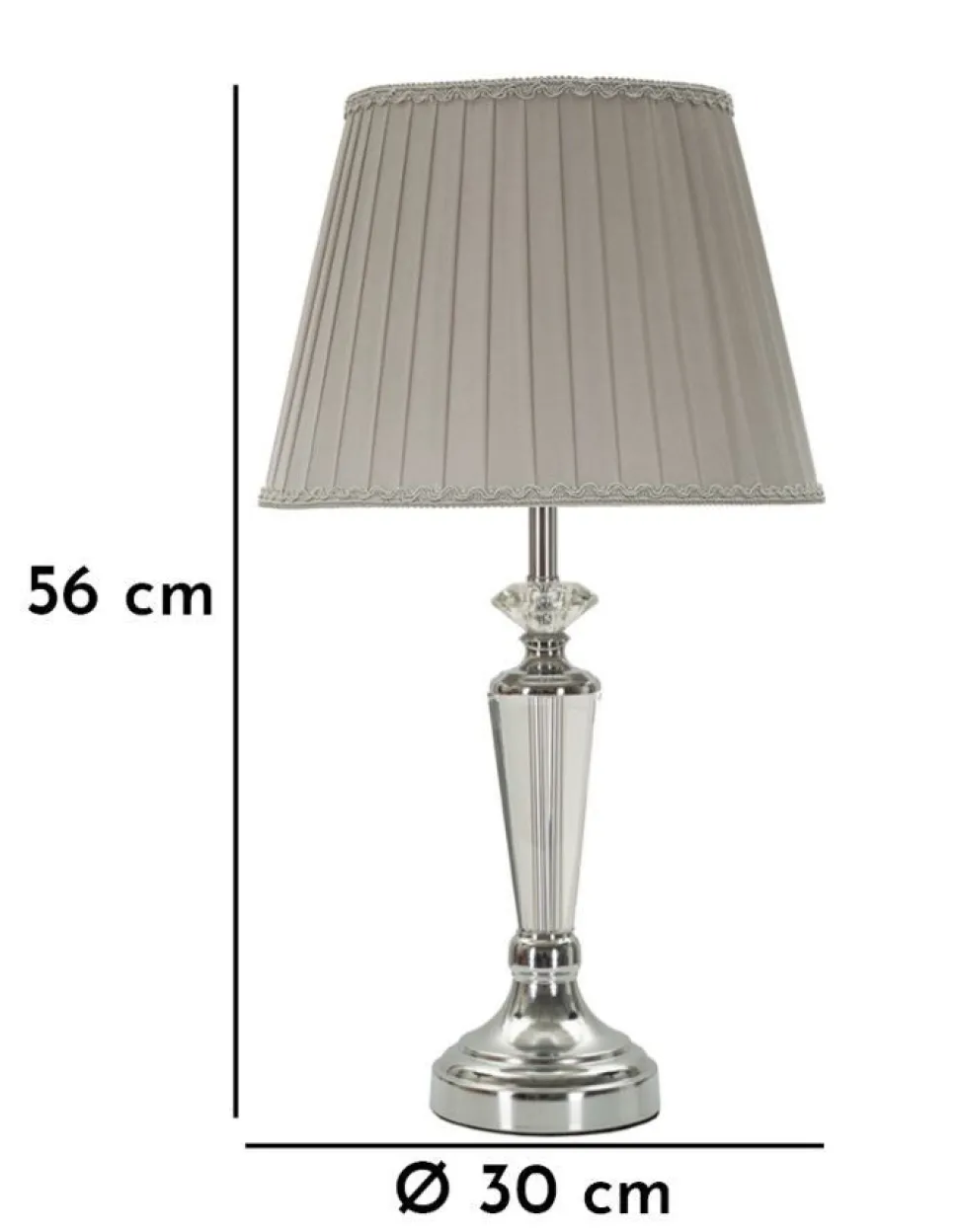 Lampe de table métal argenté abat-jour tissu gris